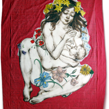 "Madonna from Akchelar", oil on textile - 240 x 156 cm, 2015