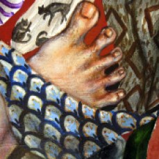 Crossing Borders / It's all Hokusai's fault - DETAIL 1, oil on textile - 2x218x134 cm, 2023