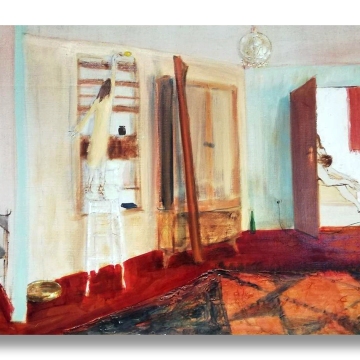 House - Rain, oil on canvas - 50x110 cm, 2001